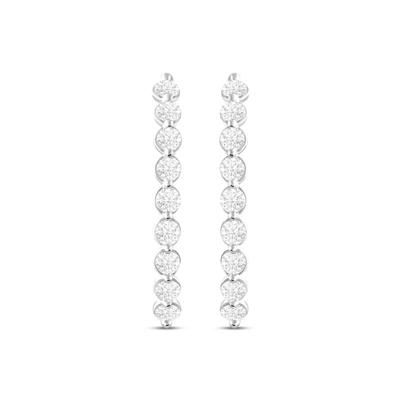 Lab-Created Diamonds by Oval Hoop Earrings 2 ct tw White Gold Plated