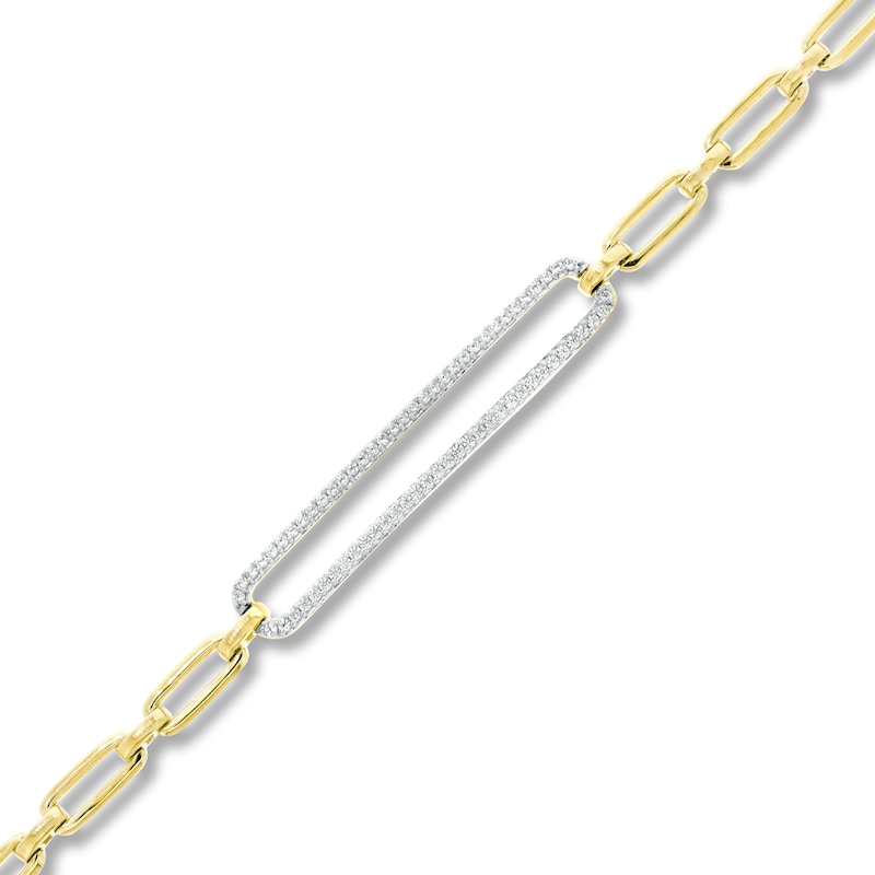 Diamond Paperclip Bracelet 1/3 ct tw Yellow Gold Plated 7.25"