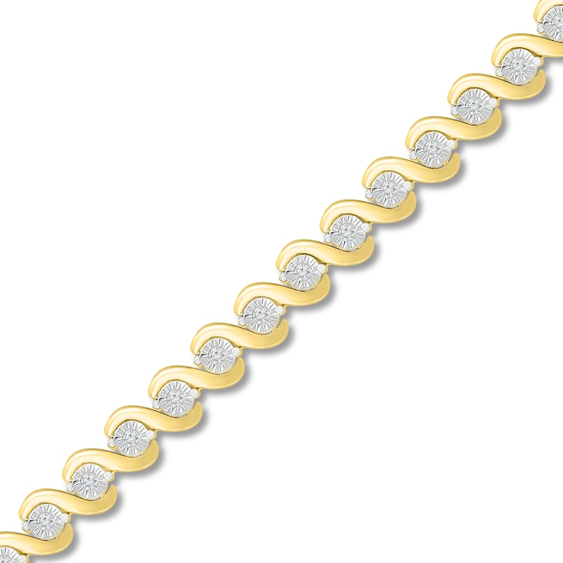 Diamond Bracelet 1/4 ct tw Yellow Gold Plated 7"