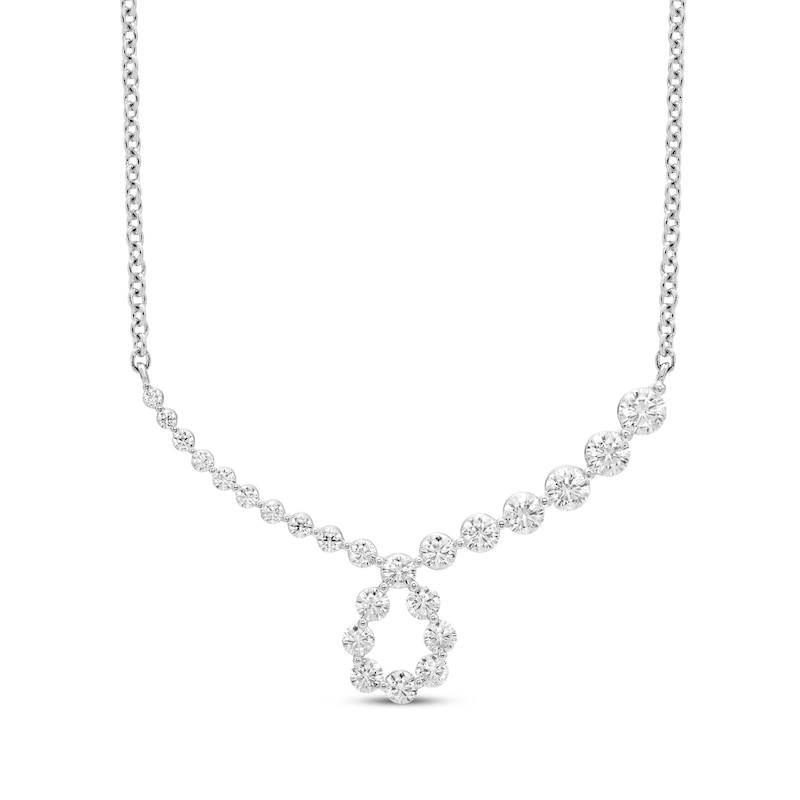 Diamond Loop Smile Necklace 1 ct tw White Gold Plated 18"