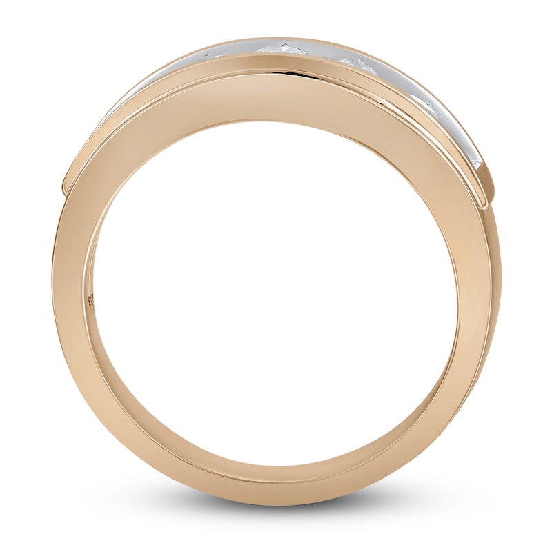 Men's Five-Stone Diamond Wedding Band 1 ct tw Round-cut Rose Gold Plated