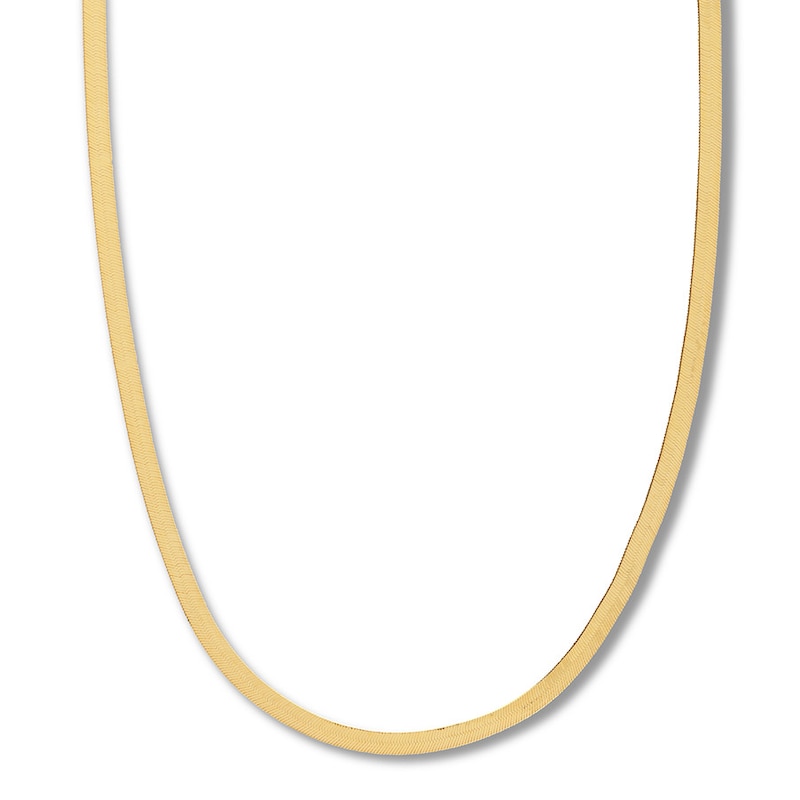 20" Solid Herringbone Chain Necklace Yellow Gold Plated Appx. 5.25mm