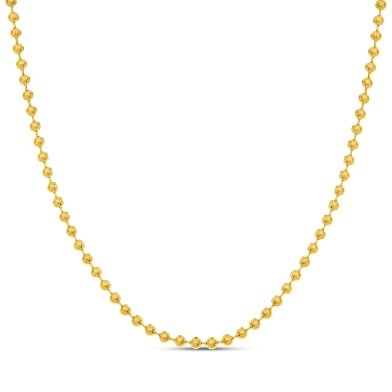 Solid Beaded Necklace Yellow Gold Plated 20"