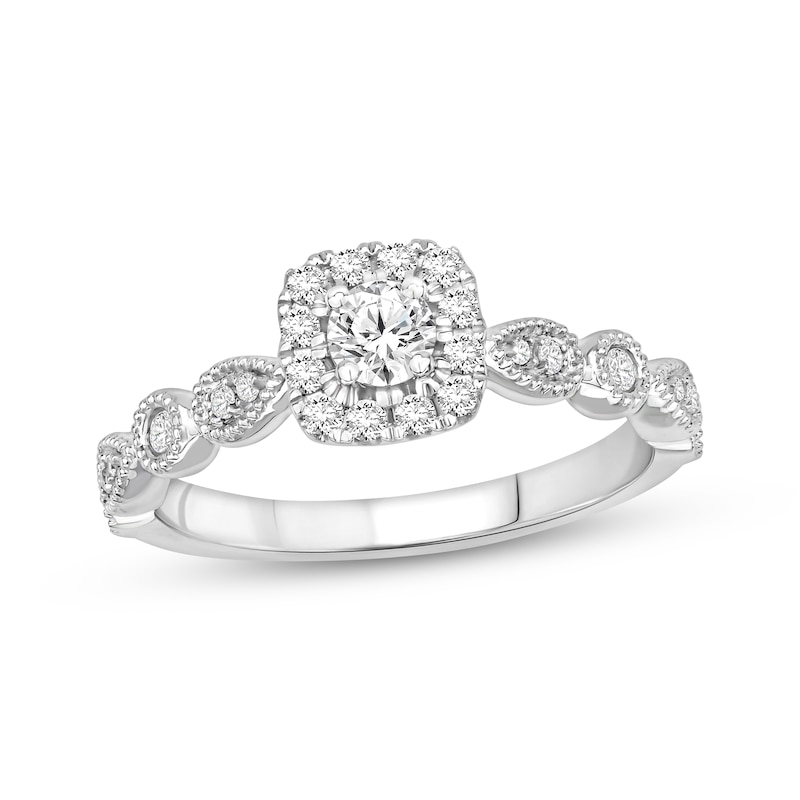 Diamond Engagement Ring 1/2 ct tw Round-cut White Gold Plated