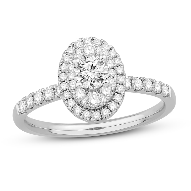 Diamond Engagement Ring 3/4 ct tw Round-cut White Gold Plated