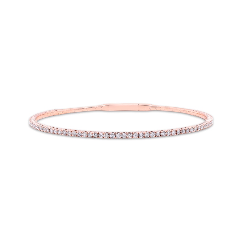 Diamond Flex Bangle Bracelet 1-1/4 ct tw Rose Gold Plated