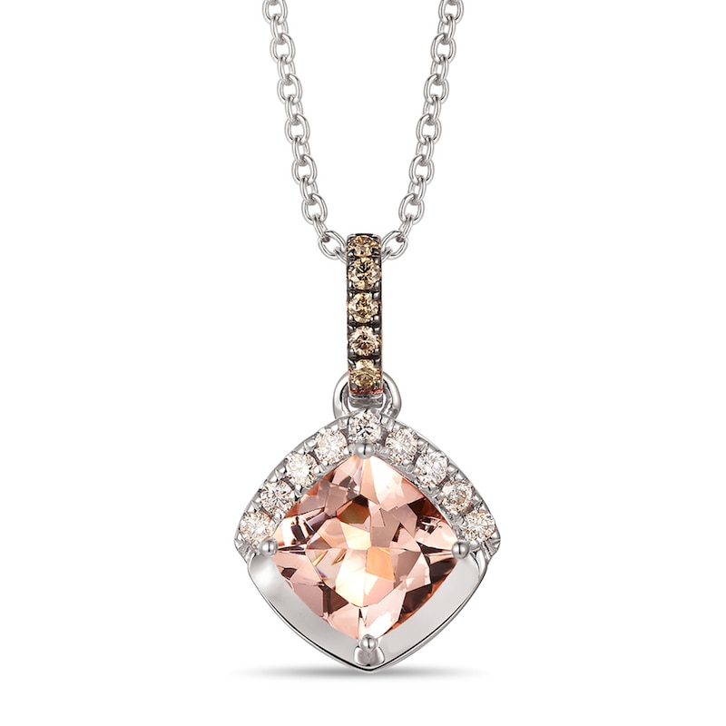 Le Vian Morganite Necklace 1/10 ct tw Diamonds Vanilla Gold Plated 18"