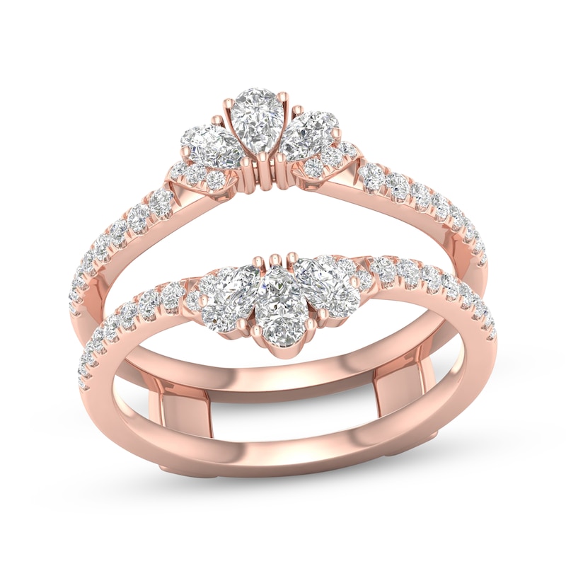 Pear-Shaped & Round-Cut Diamond Enhancer Ring 3/4 ct tw Rose Gold Plated