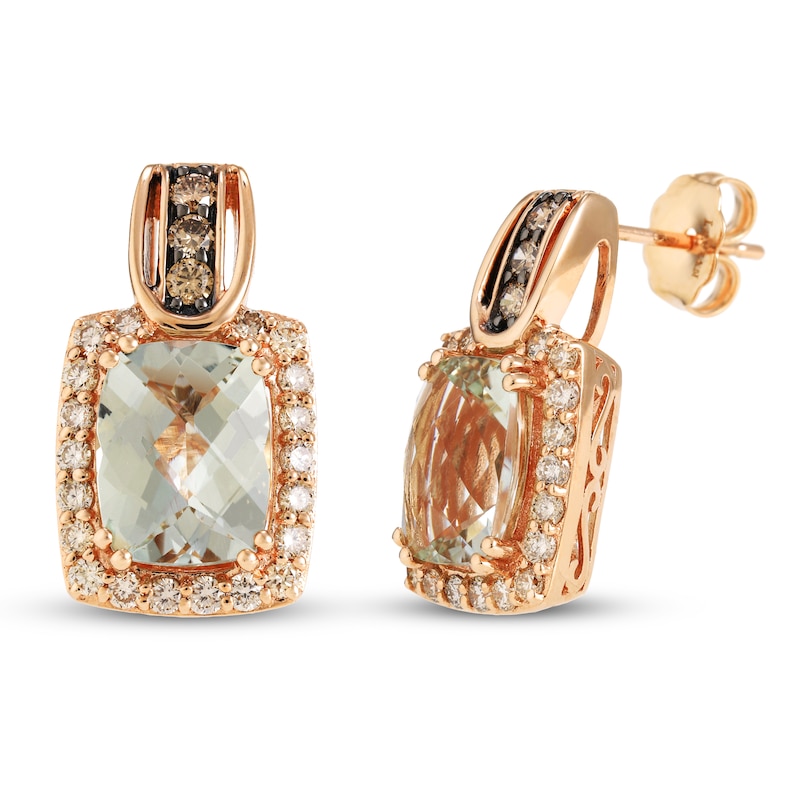 Le Vian Mint Julep Quartz Earrings 3/4 ct tw Diamonds Strawberry Gold Plated
