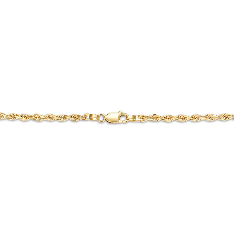 Solid Glitter Rope Chain Necklace 3mm Yellow Gold Plated 18"
