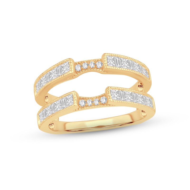 Diamond Enhancer Ring 1 ct tw Princess, Round & Baguette-cut Yellow Gold Plated