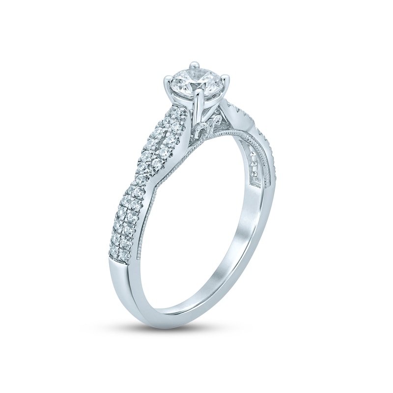 Diamond Engagement Ring 1/2 ct tw Round-cut White Gold Plated