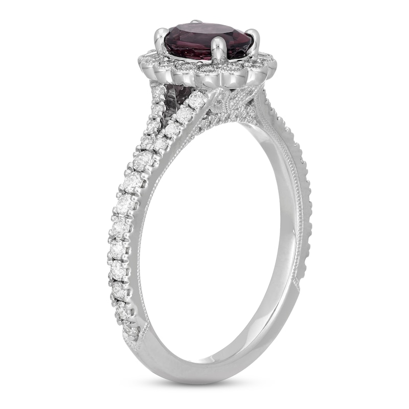 Neil Lane Rhodolite Garnet & Diamond Engagement Ring 5/8 ct tw Round-cut White Gold Plated