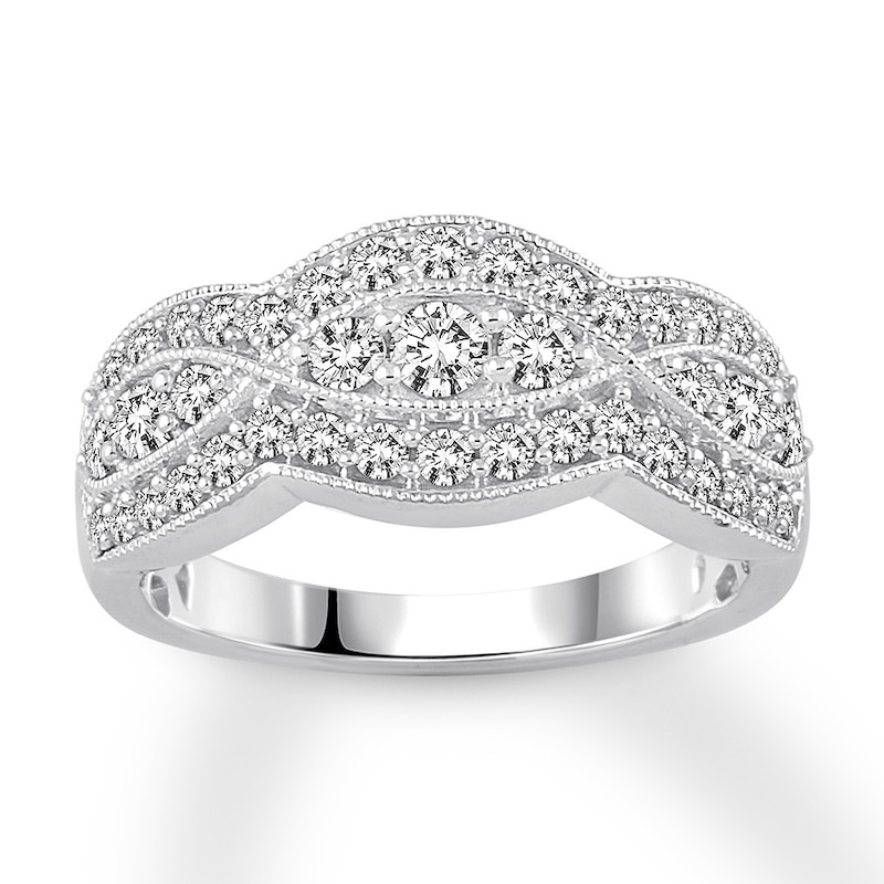 Diamond Anniversary Band 3/4 ct tw Round-cut White Gold Plated