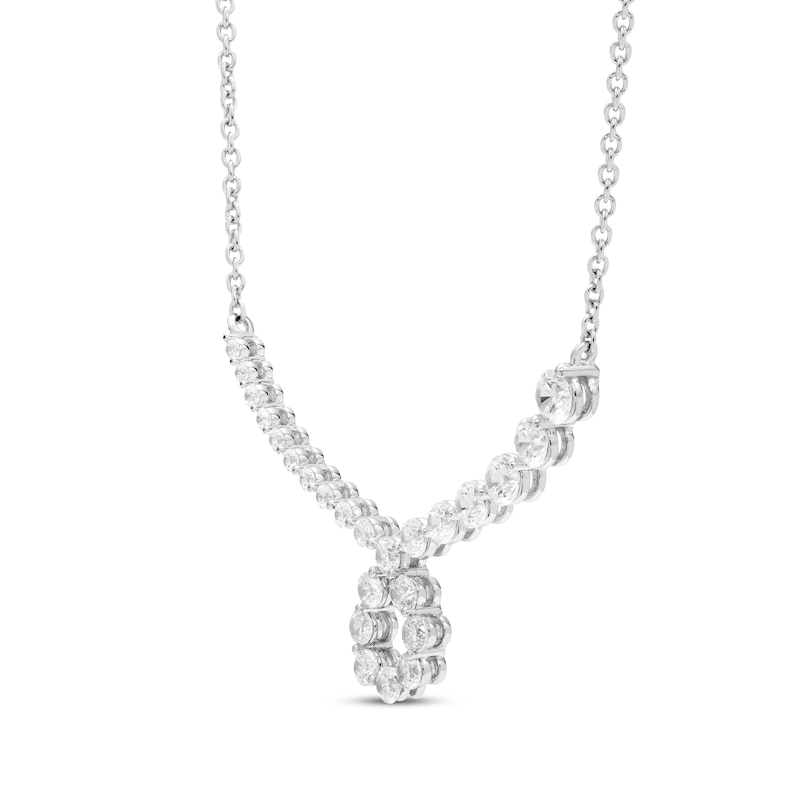 Diamond Loop Smile Necklace 1 ct tw White Gold Plated 18"