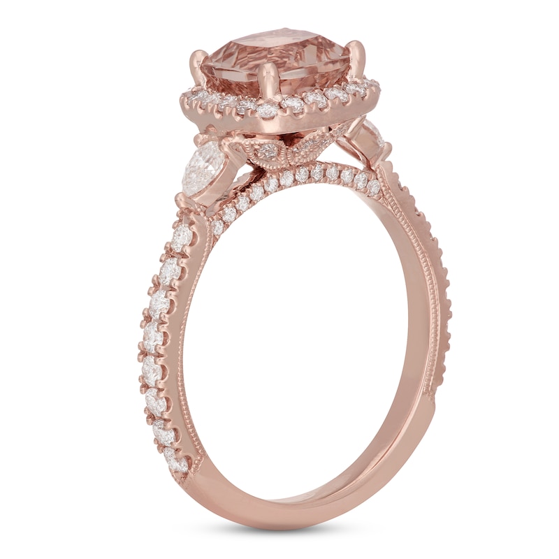 Neil Lane Morganite & Diamond Engagement Ring 3/4 ct tw Cushion, Pear & Round-cut Rose Gold Plated
