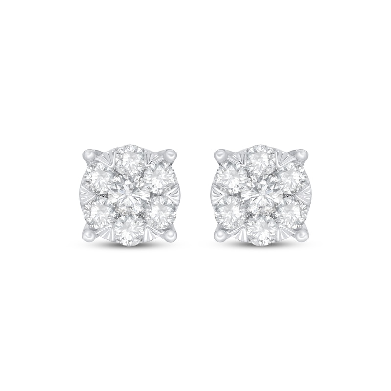 Diamond Fashion Stud Earrings 1 1/2 ct tw White Gold Plated