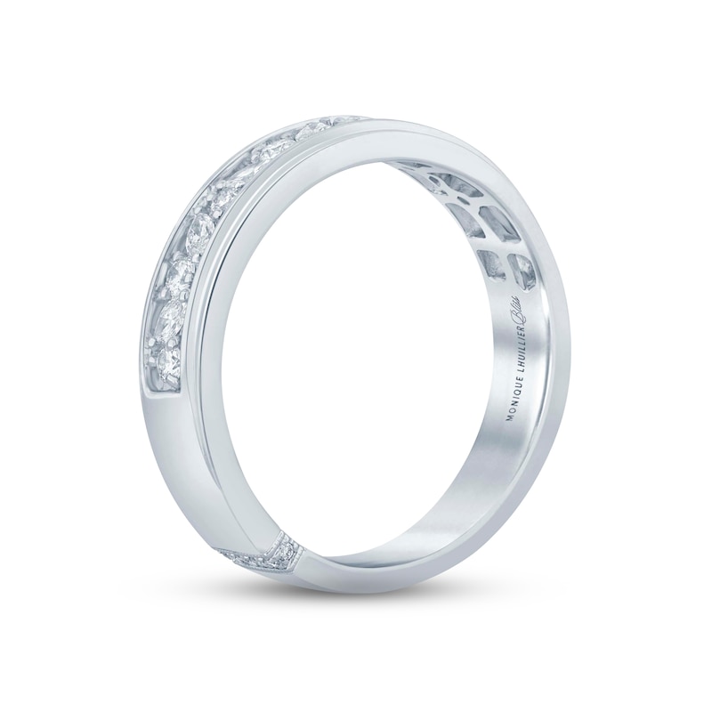 Monique Lhuillier Bliss Men's Diamond Wedding Band 1/2 ct tw Marquise & Round-cut White Gold Plated