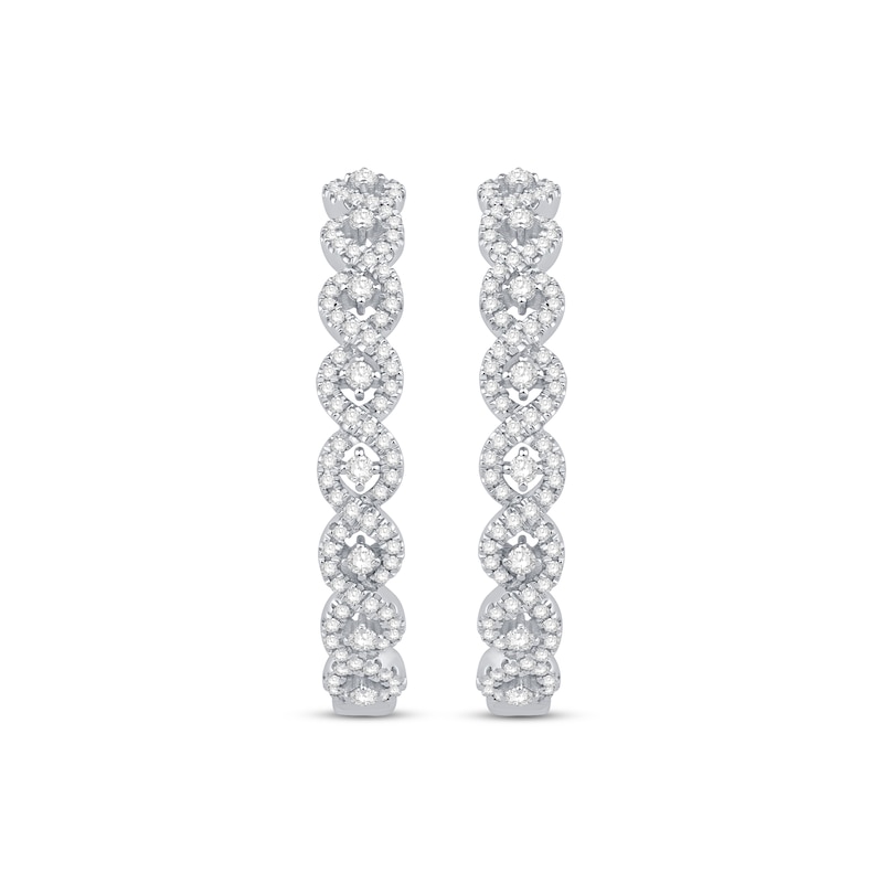 Diamond Twist Hoop Earrings 1 ct tw Silver Plated