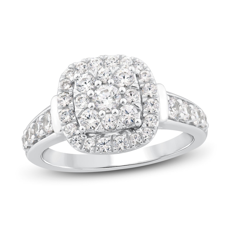 Diamond Engagement Ring 1 ct tw Round-cut White Gold Plated