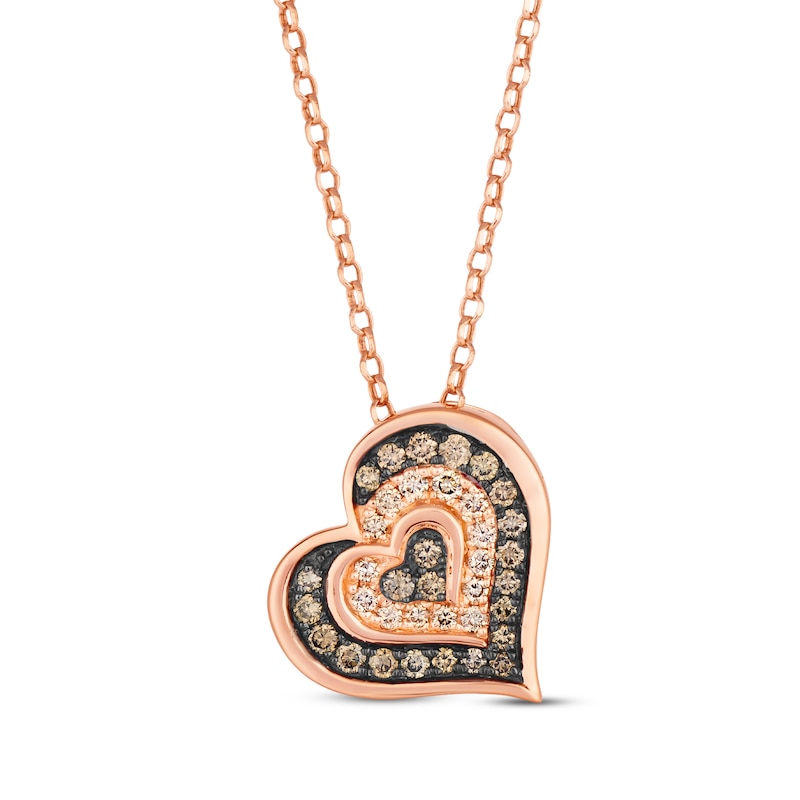 Le Vian Diamond Heart Necklace 1/2 ct tw Strawberry Gold Plated 19"
