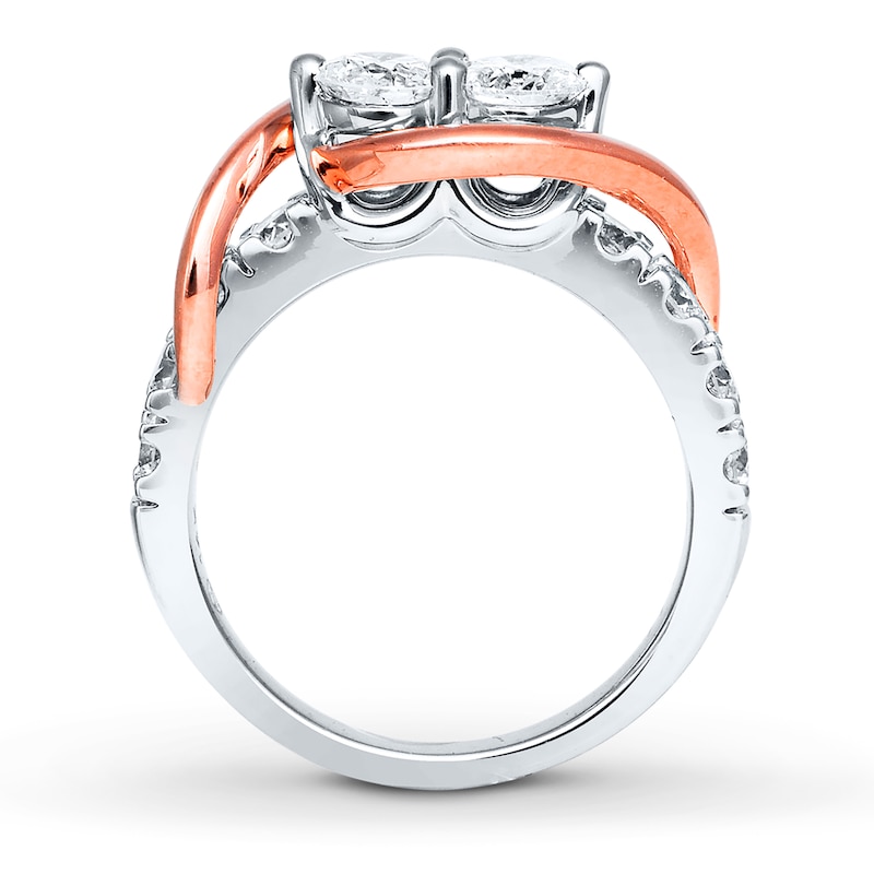 Ever Us Two-Stone Ring 1-1/2 ct tw Round-cut Diamonds Two-Tone Gold Plated