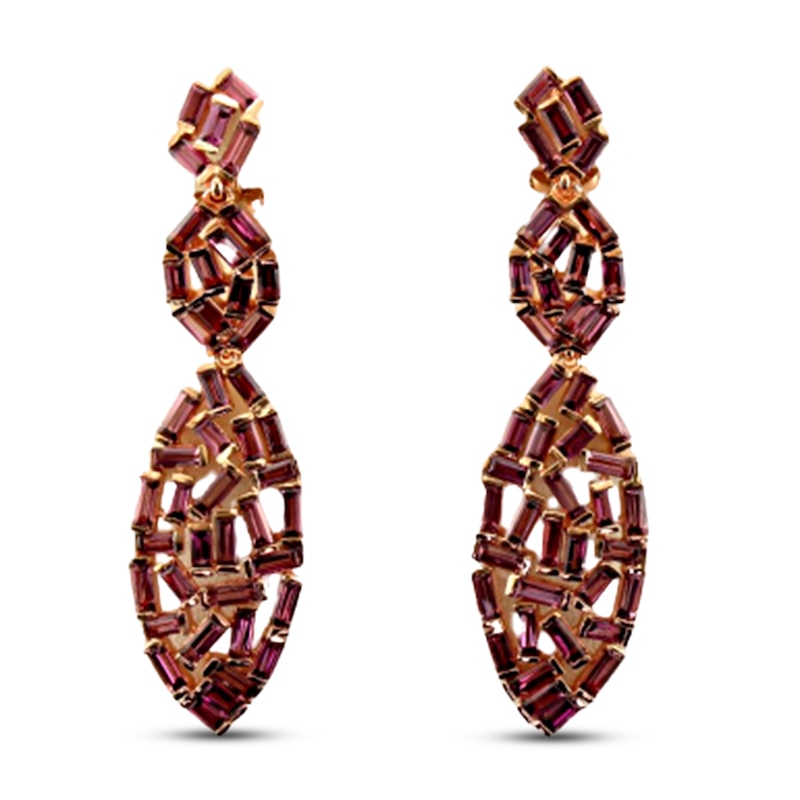 Le Vian Nude Rhodolite Earrings Strawberry Gold Plated