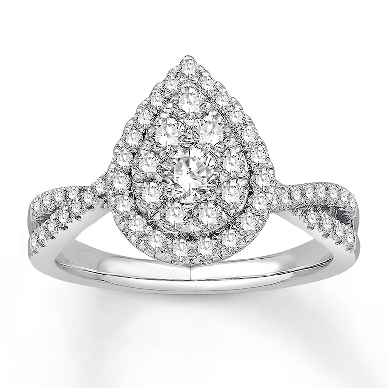 Diamond Engagement Ring 5/8 ct tw Round-cut White Gold Plated