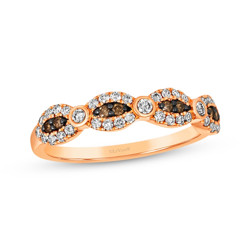 Le Vian Chocolate Waterfall Diamond Ring 3/8 ct tw Strawberry Gold Plated