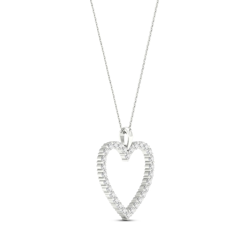 Lab-Created Diamonds by Heart Necklace 1-1/2 ct tw Round-Cut White Gold Plated 18"