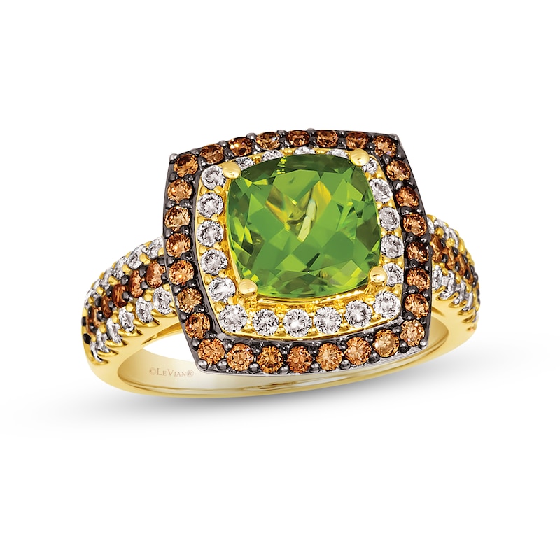 Le Vian Peridot Ring 1 ct tw Diamonds Honey Gold Plated