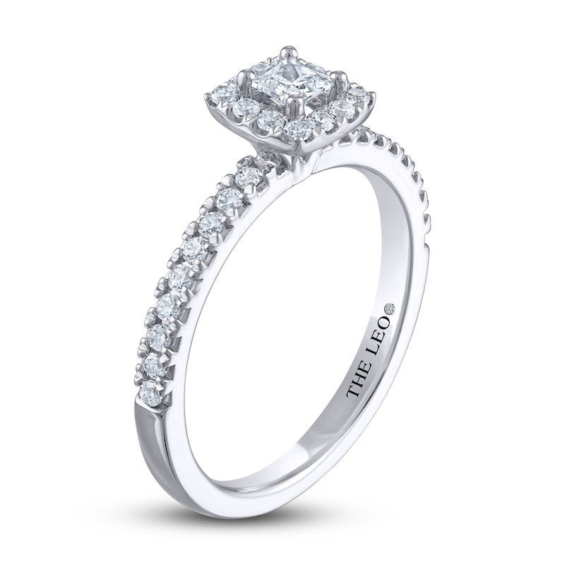 THE LEO Diamond Engagement Ring 1/2 ct tw Princess & Round-cut White Gold Plated
