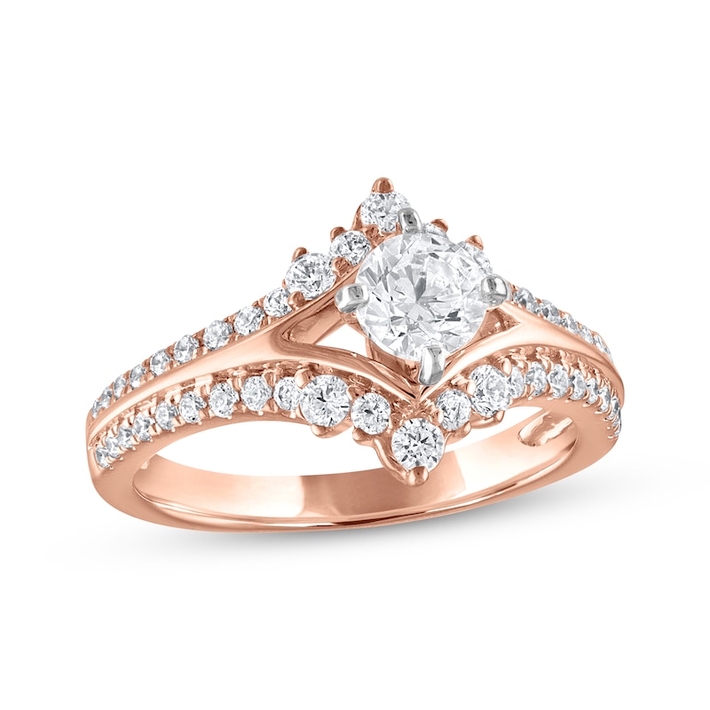 Diamond Engagement Ring 1 ct tw Round-cut Rose Gold Plated