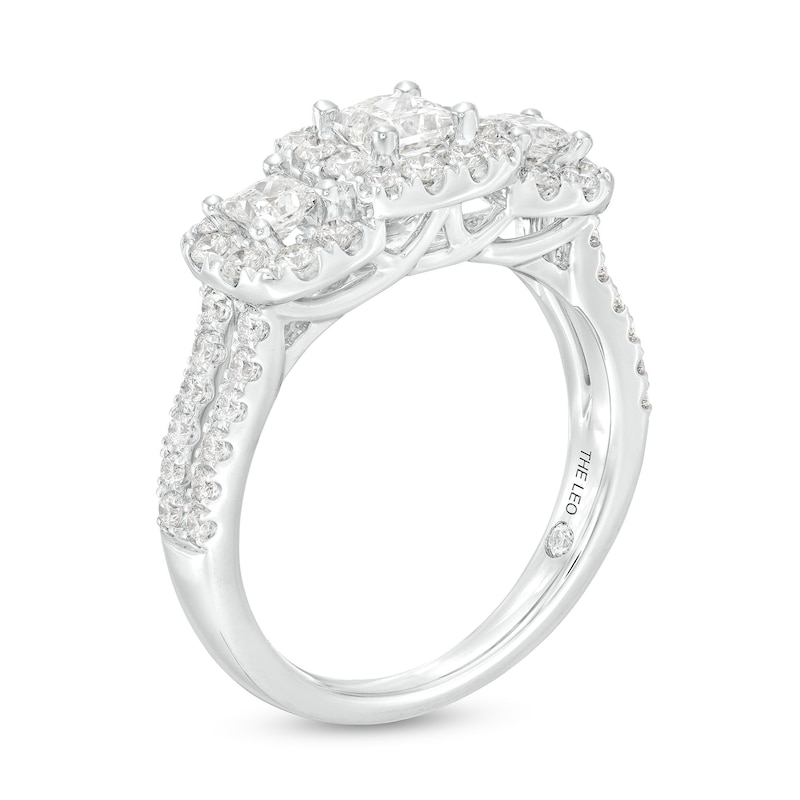 THE LEO Diamond Three-Stone Engagement Ring 1-1/3 ct tw Princess & Round-cut White Gold Plated