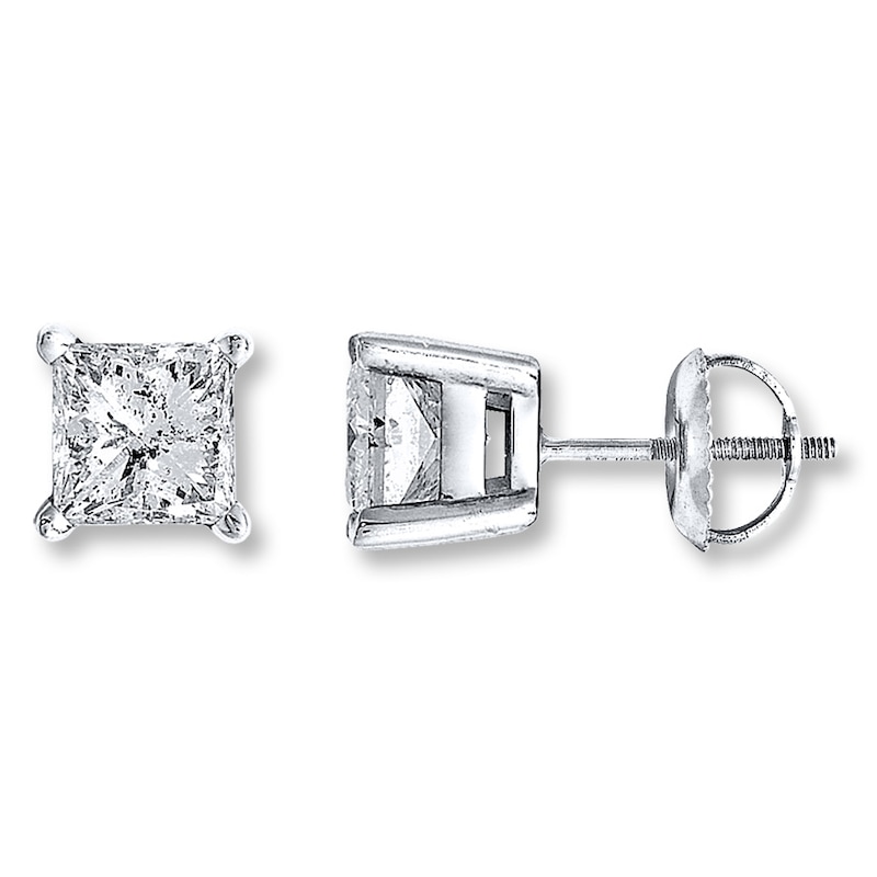 Diamond Earrings 1-1/4 ct tw Princess-cut White Gold Plated