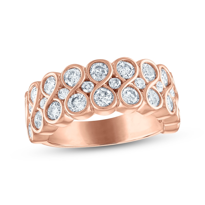 Every Moment Diamond Stacked Infinity Band 2 ct tw Rose Gold Plated