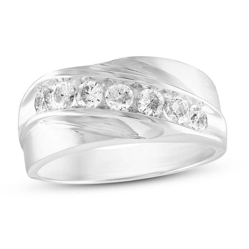 Men's Diamond Wedding Band 1 ct tw Round-cut White Gold Plated