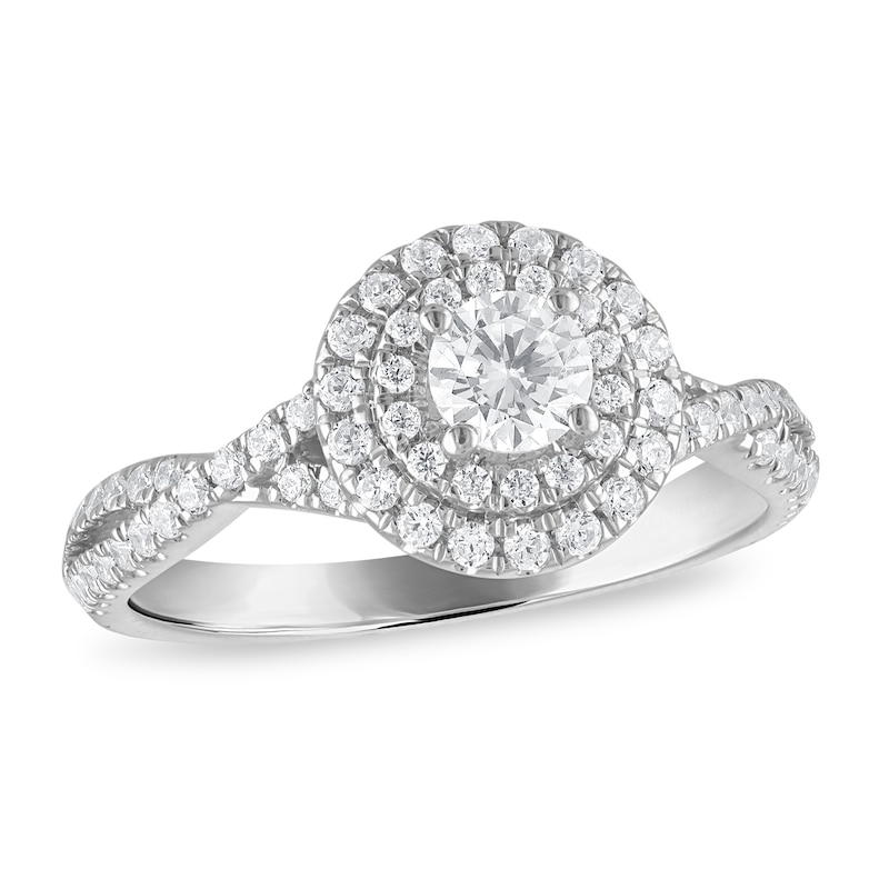 Diamond Engagement Ring 3/4 ct tw Round-cut White Gold Plated