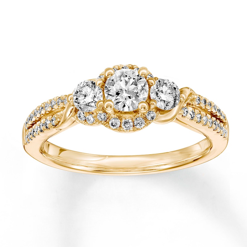 Diamond Engagement Ring 3/4 ct tw Round-cut Yellow Gold Plated