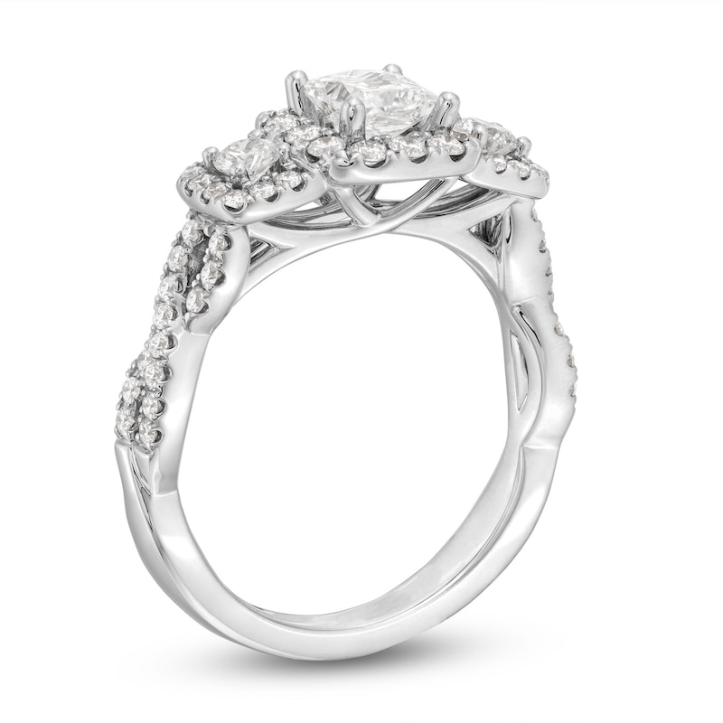 THE LEO Legacy Lab-Created Diamond Princess & Round-Cut Three-Stone Engagement Ring 1 ct tw White Gold Plated