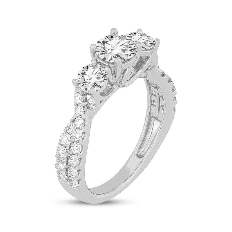 Round-Cut Three-Stone Diamond Engagement Ring 2 ct tw White Gold Plated