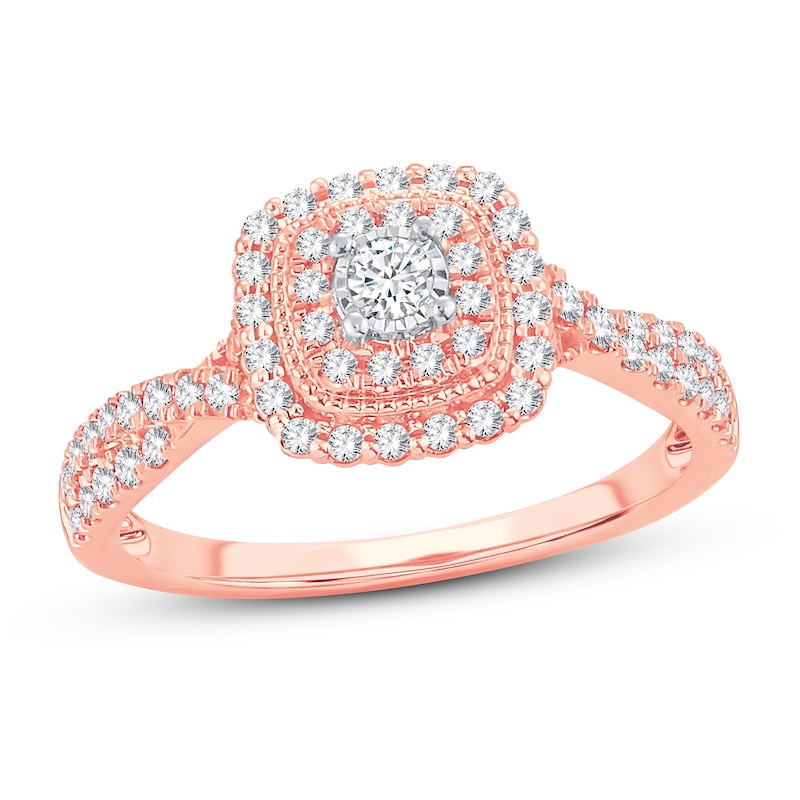 Diamond Engagement Ring 1/2 ct tw Round-cut Rose Gold Plated