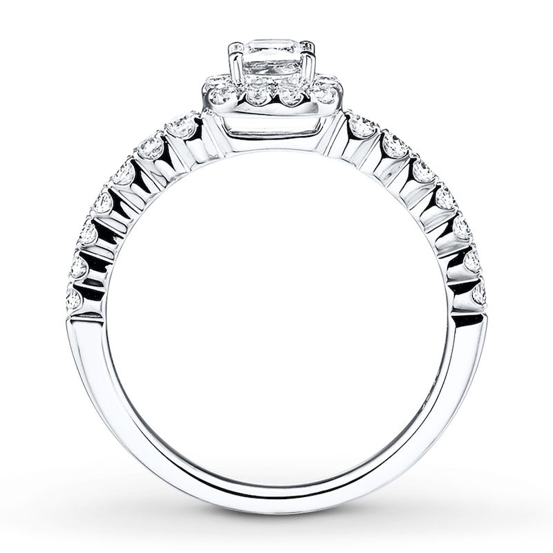 Diamond Engagement Ring 5/8 ct tw Princess-cut White Gold Plated