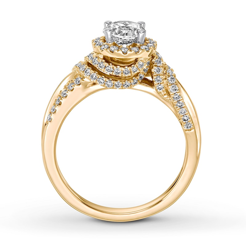 Diamond Engagement Ring 1-1/6 ct tw Round-cut Yellow Gold Plated