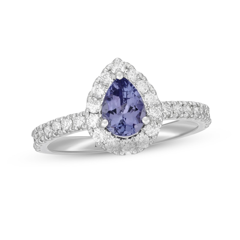 Neil Lane Tanzanite & Diamond Engagement Ring 5/8 ct tw Round-cut White Gold Plated