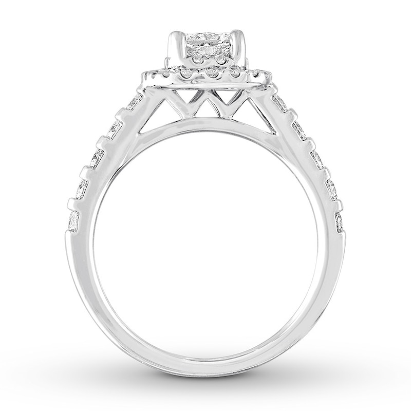 THE LEO Diamond Engagement Ring 1 ct tw Princess & Round-cut White Gold Plated