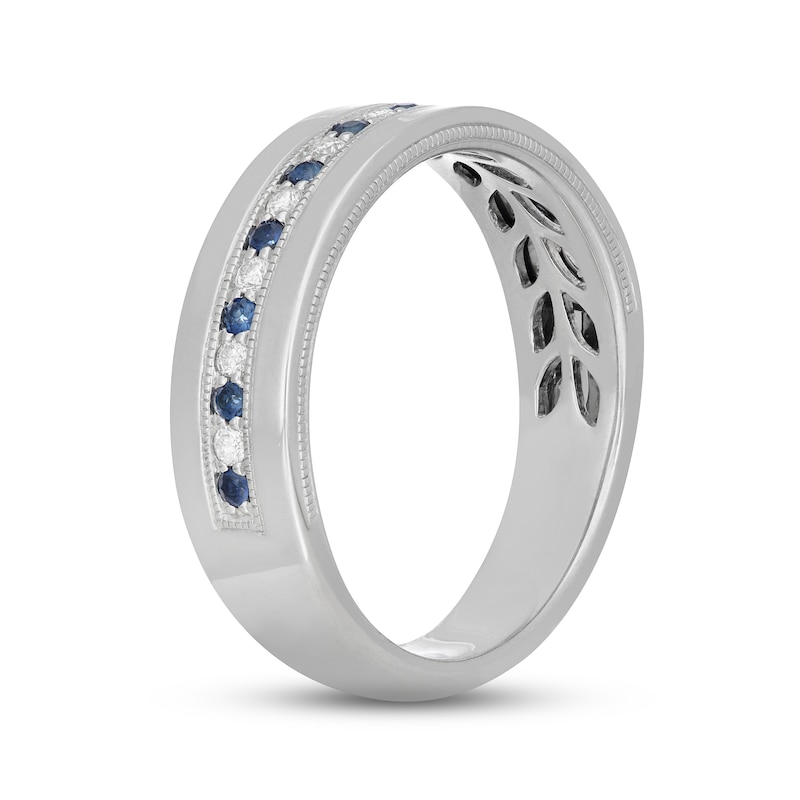 Neil Lane Men's Diamond & Blue Sapphire Wedding Band 1/6 ct tw White Gold Plated