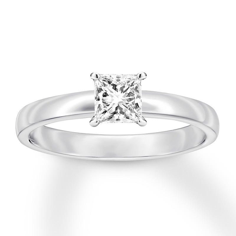 Certified Diamond Solitaire 1/2 ct Princess-cut White Gold Plated