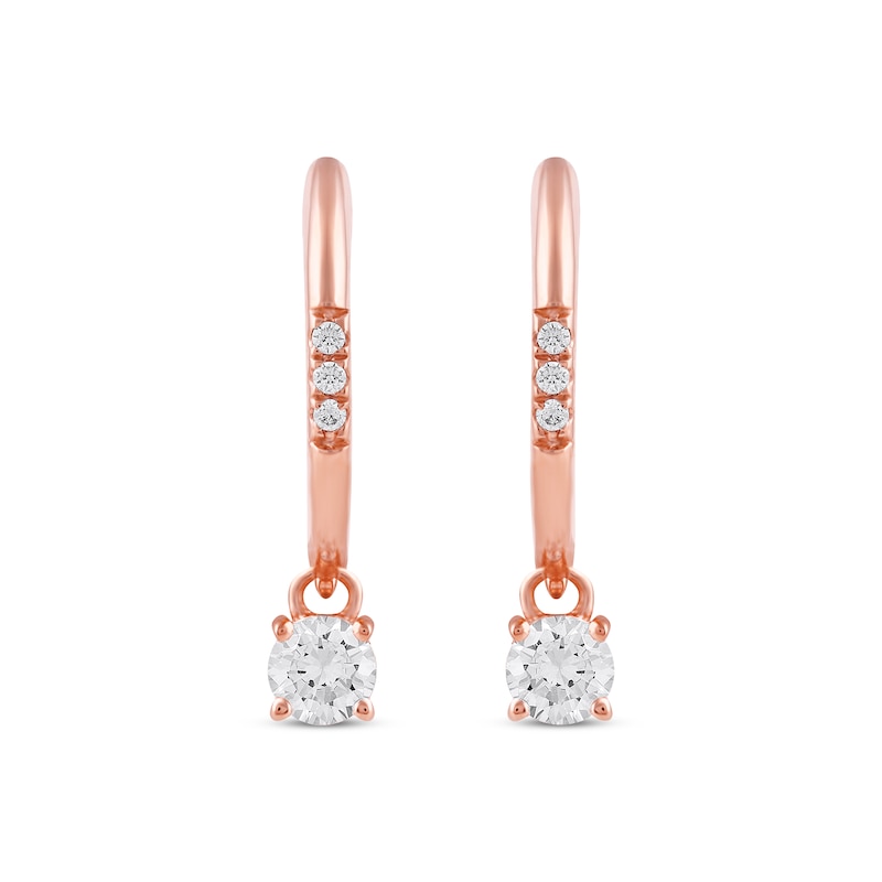 Unstoppable Love Diamond Hoop Dangle Earrings 1/3 ct tw Rose Gold Plated