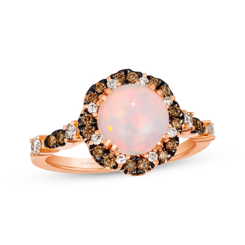 Le Vian Venetian Mosaic Opal Ring 3/8 ct tw Diamonds Strawberry Gold Plated